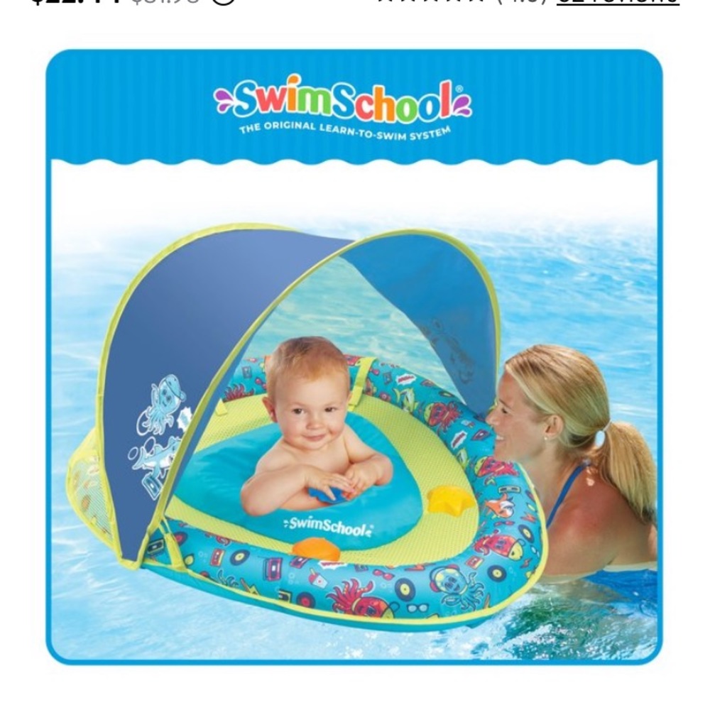 Swim School Unisex Grow With me Baby Boat Pool Toy Blue Shark and Octopus 6-24mo
